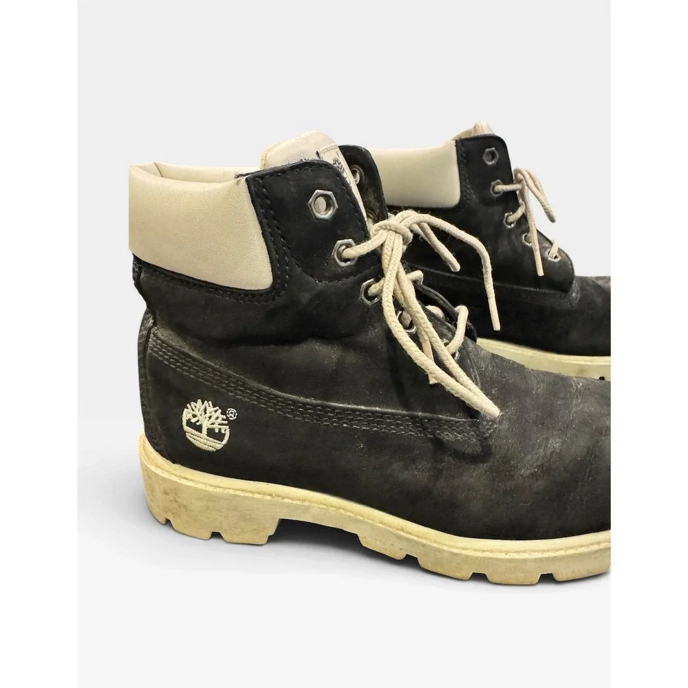 Timberland 6 Inch Waterproof Boots Black Cream Big Kids Youth Size 3